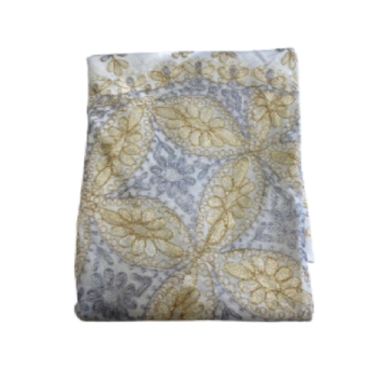 Toalha Redonda Ouro, Prata e Branco Botão Prata