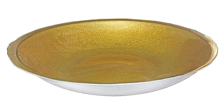 Saladeira de Vidro Dourada 54cm
