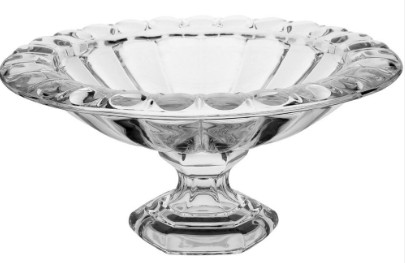 Fruteira de Cristal Athenas Rasa com Pé 33x15cm