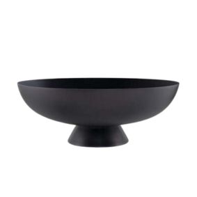 Fruteira Metal com Pé Preto Fosco Rasa