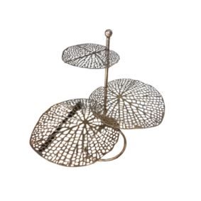 Bailarina 3 Andares Metal Dourado Folhas