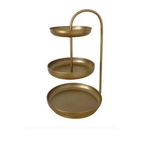 Bailarina 3 Andares Metal Dourado Envelhecido Haste Lateral