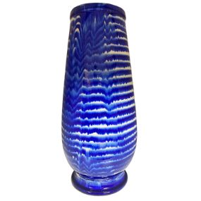 Vaso Cerâmica Azul e Branco Mesclado